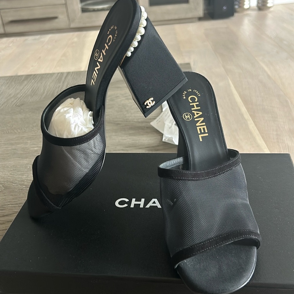 Authentic BNIB Chanel Suede and Mesh Mules Season 22A